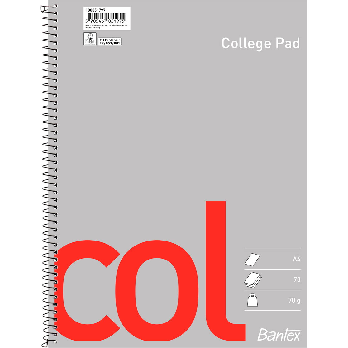 Bantex kollegieblok A4+ ulinjeret