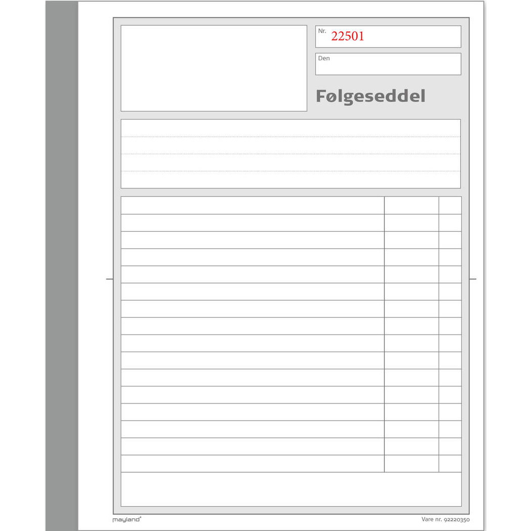 Mayland fÃ¸lgeseddel 148x200mm