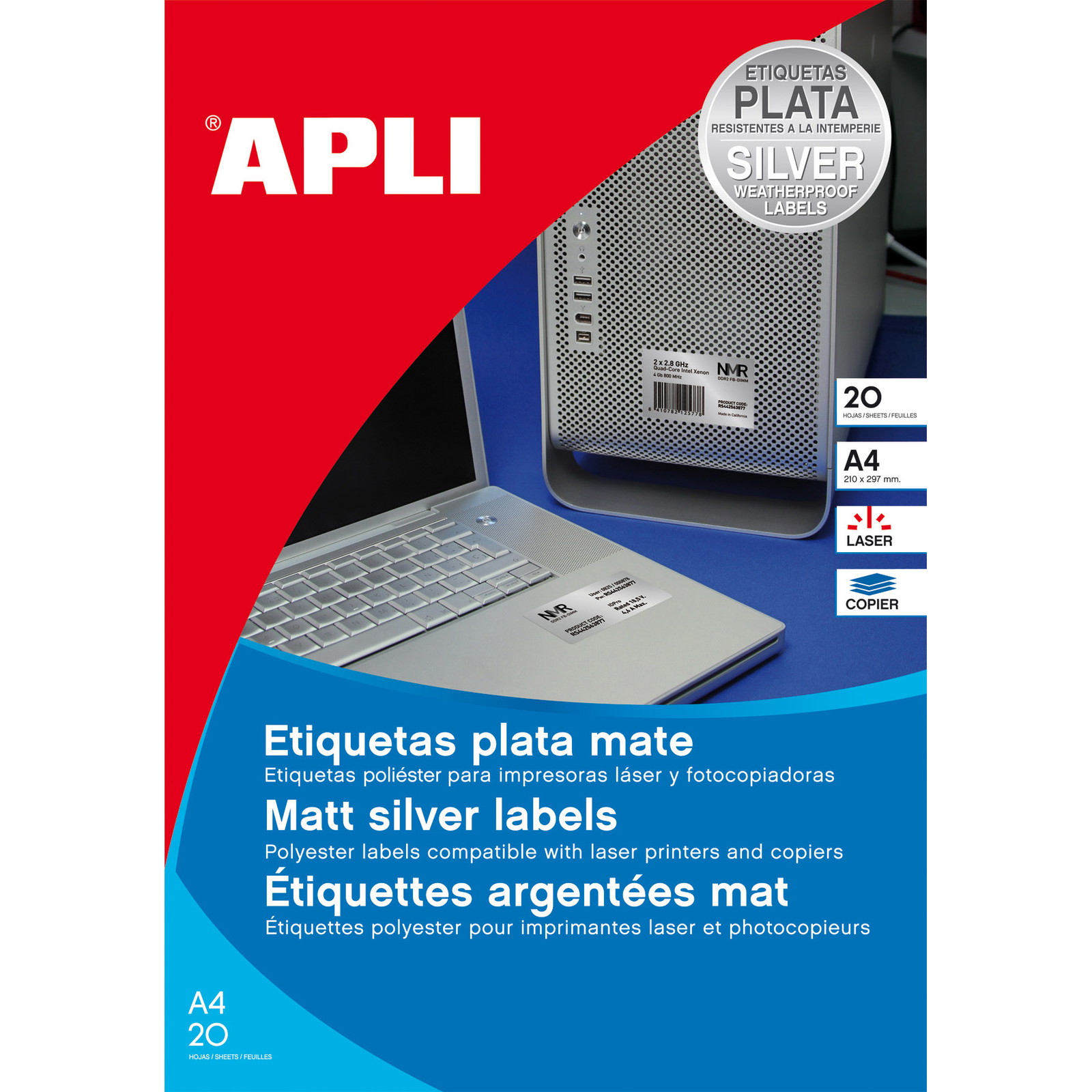 Apli etiketter 63,5x29,6mm sÃ¸lv