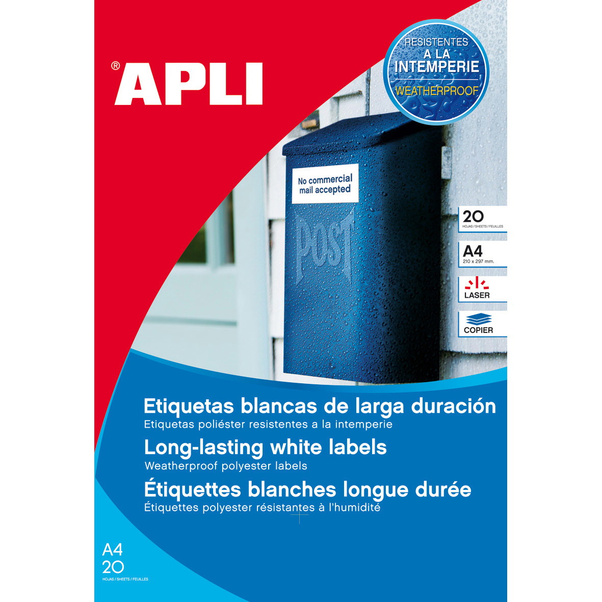 Apli 64,6 x 33,8 mm etiketter i hvid