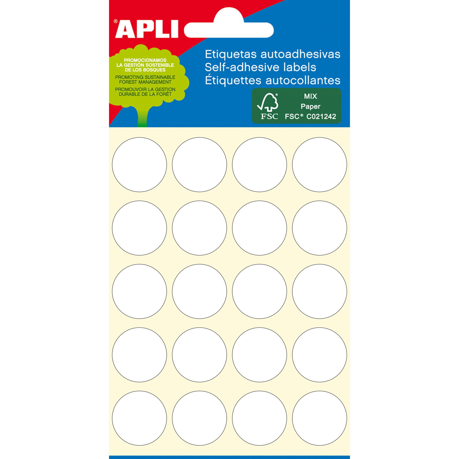 Apli farvedots Ã19mm hvid 320stk