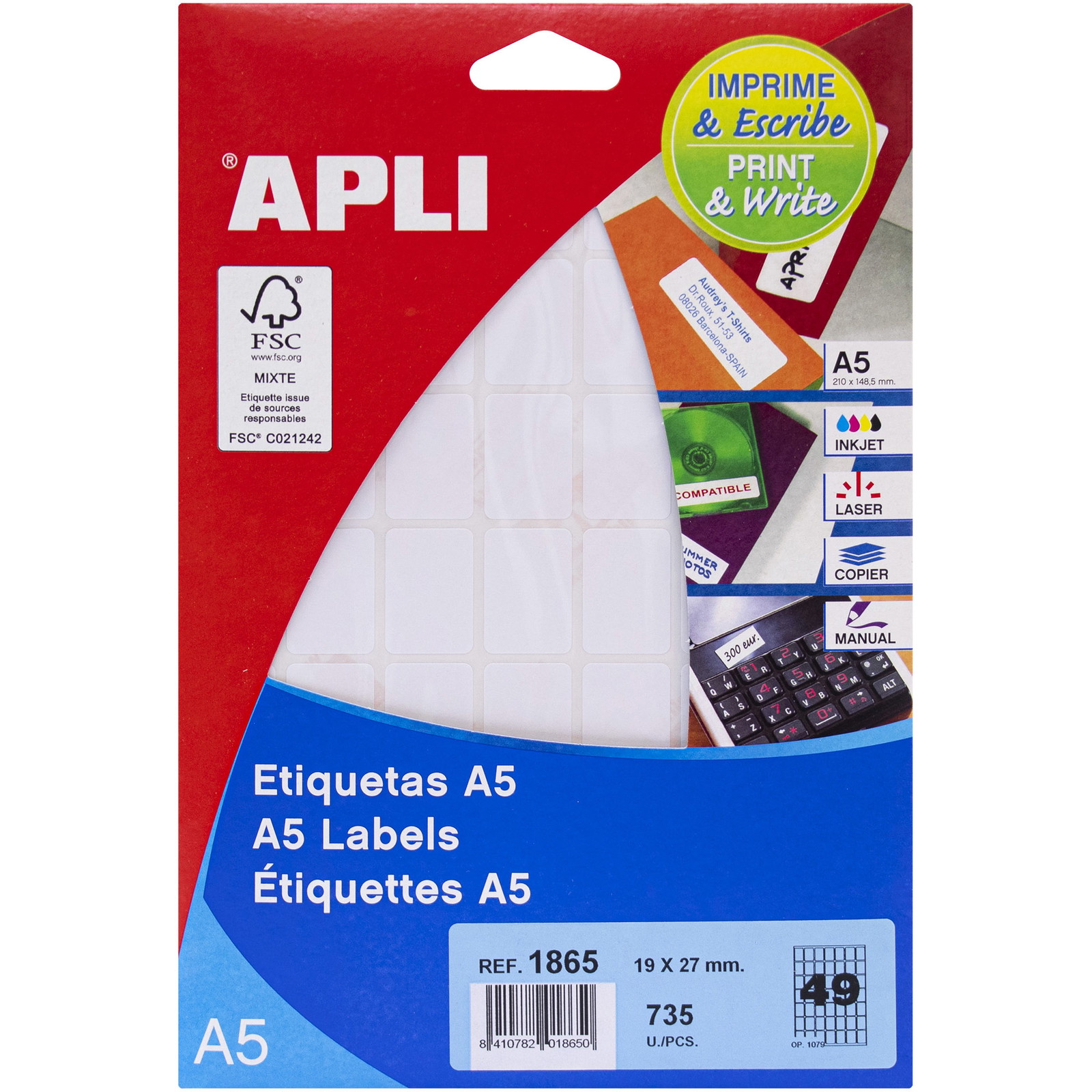 Apli Print & Write etiketter 19x27mm
