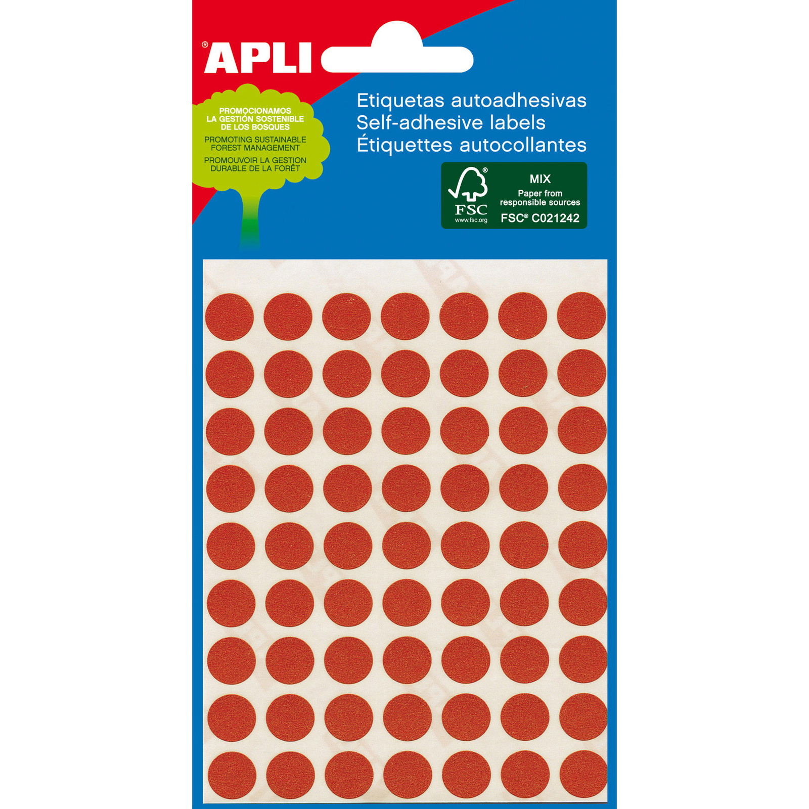 Apli etiketter Ã8mm rÃ¸d 288stk