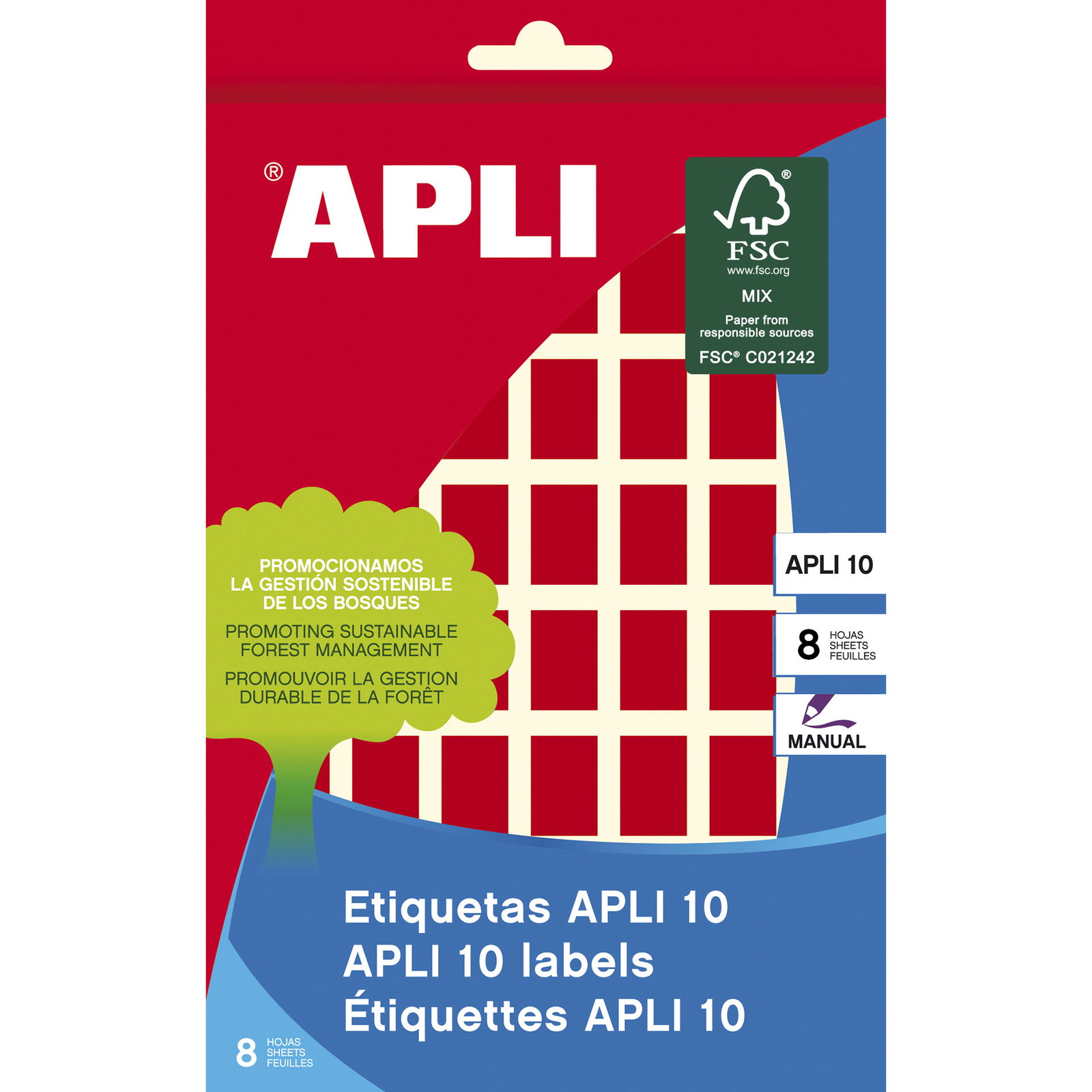 Apli etiketter 12x18mm rÃ¸d 448stk