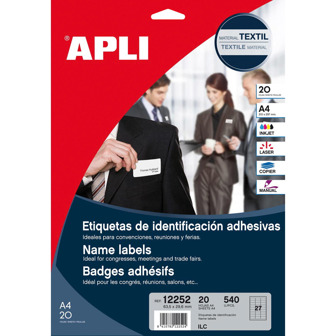 Apli 63,5 x 29,6 mm selvklÃ¦bende kongresmÃ¦rker