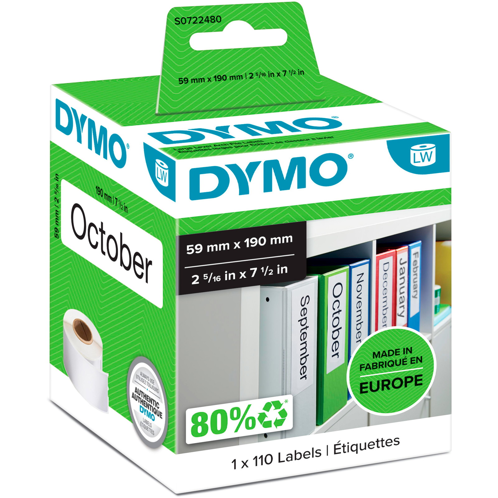 Dymo LabelWriter brevordner etiketter 59x190mm