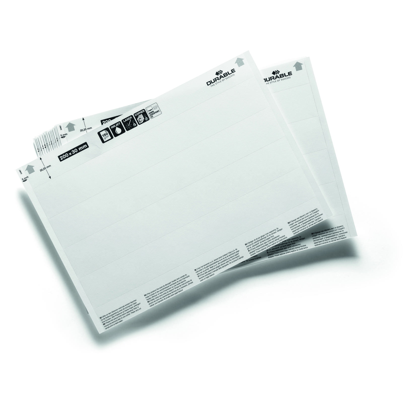 Durable SCANFIX indstiksark i størrelsen 200x30 mm A5 20 ark a 80 stk.