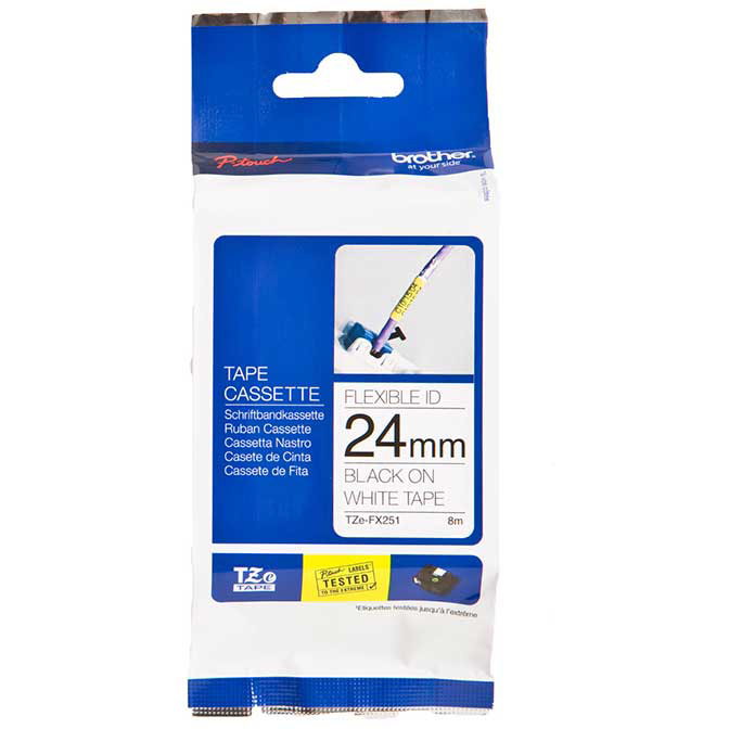 Brother TZE FX251 FLEX tape 36mm sort/hvid