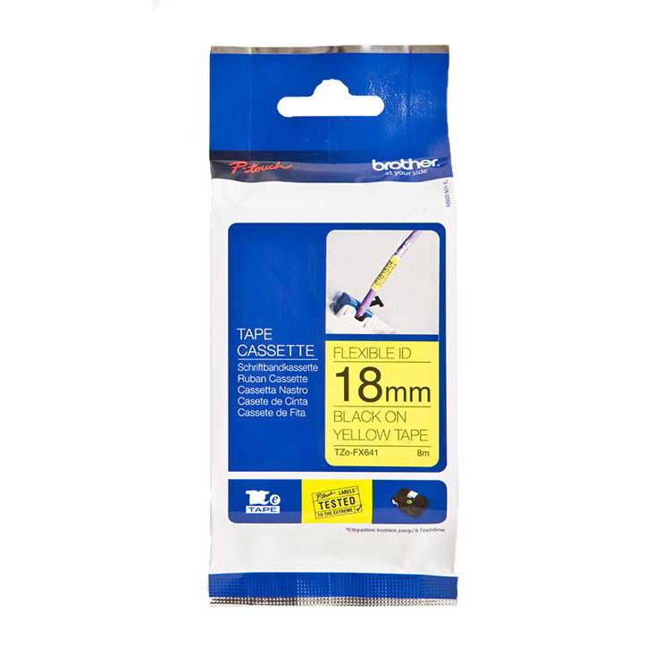 Brother TZEFX FLEX tape 18mm sort/gul