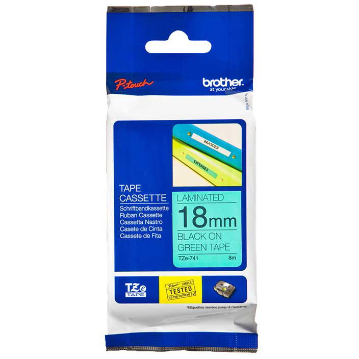 Brother TZE tape 18mm sort/grÃ¸n