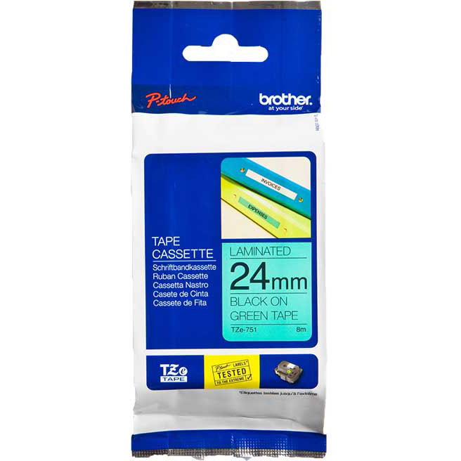 Brother TZE tape 24mm sort/grÃ¸n
