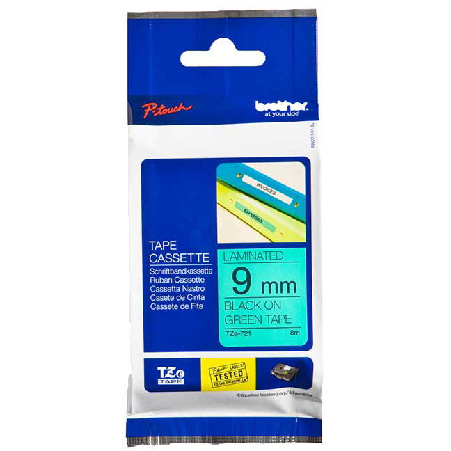 Brother TZE tape 9mm sort/grÃ¸n