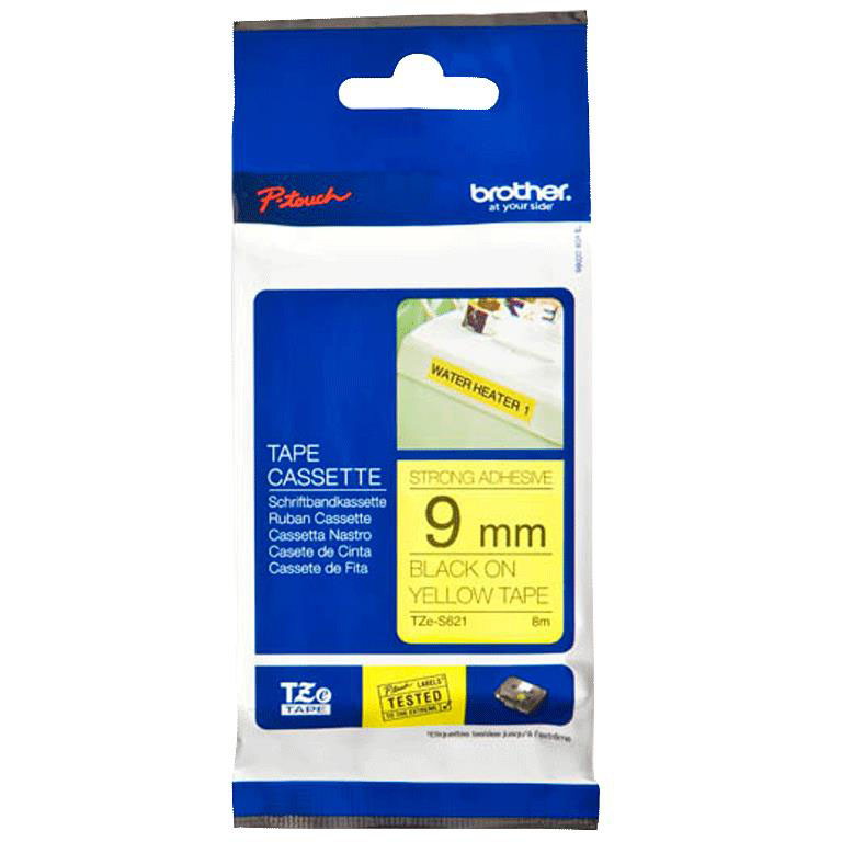 Brother TZE tape 9mm ekstra klÃ¦bende sort/gul