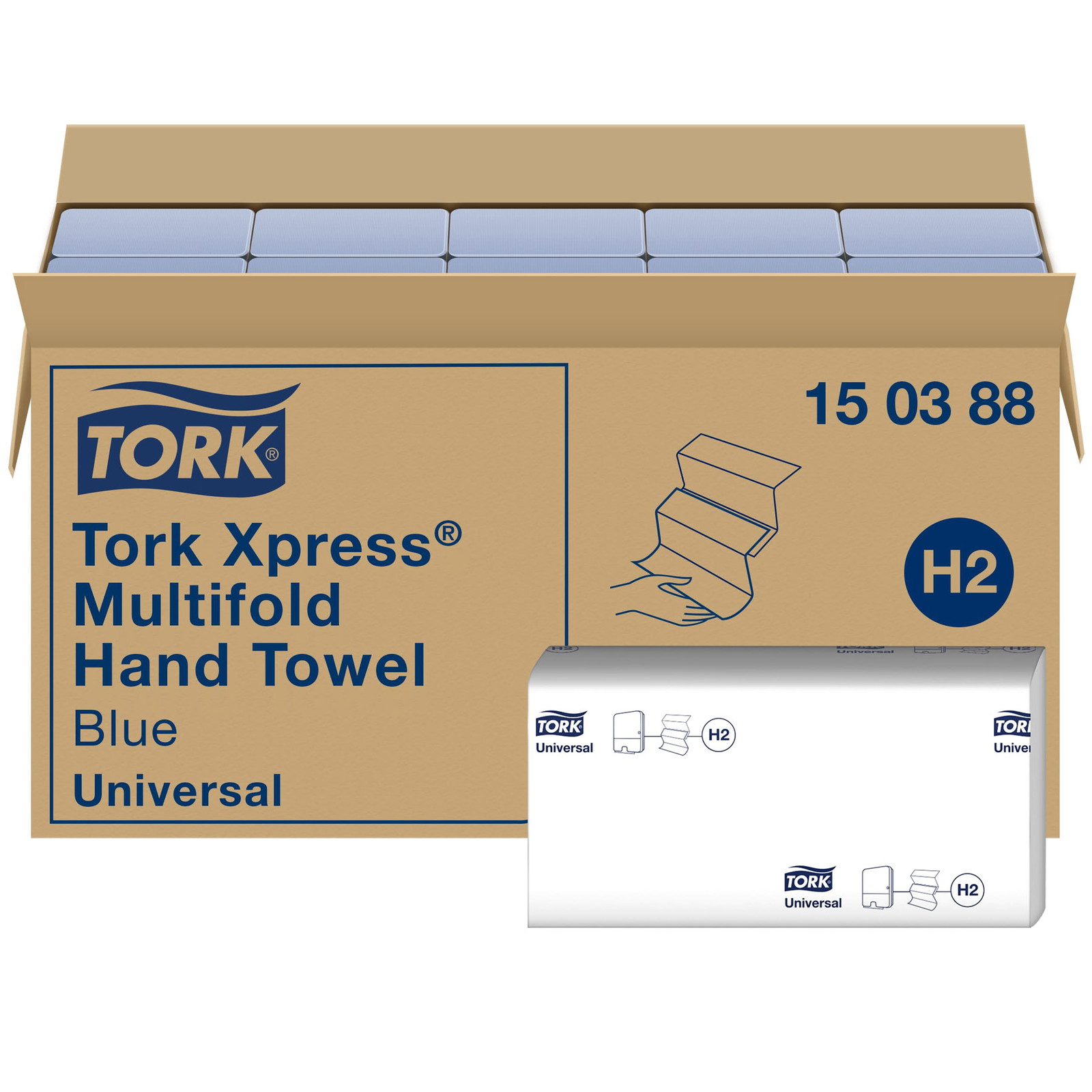 Tork 150388 Xpress hÃ¥ndklÃ¦deark 2lags H2 blÃ¥ 4740ark