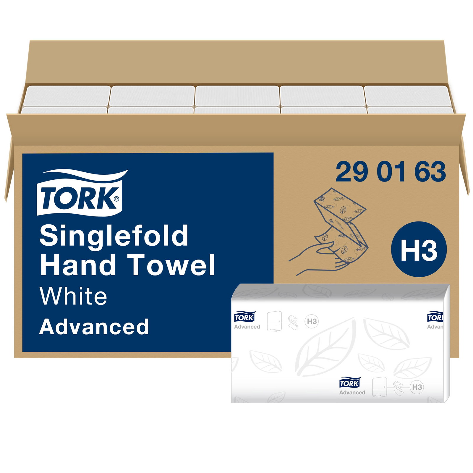 Tork 290163 Singlefold Advanced hÃ¥ndklÃ¦deark H3 15x250ark