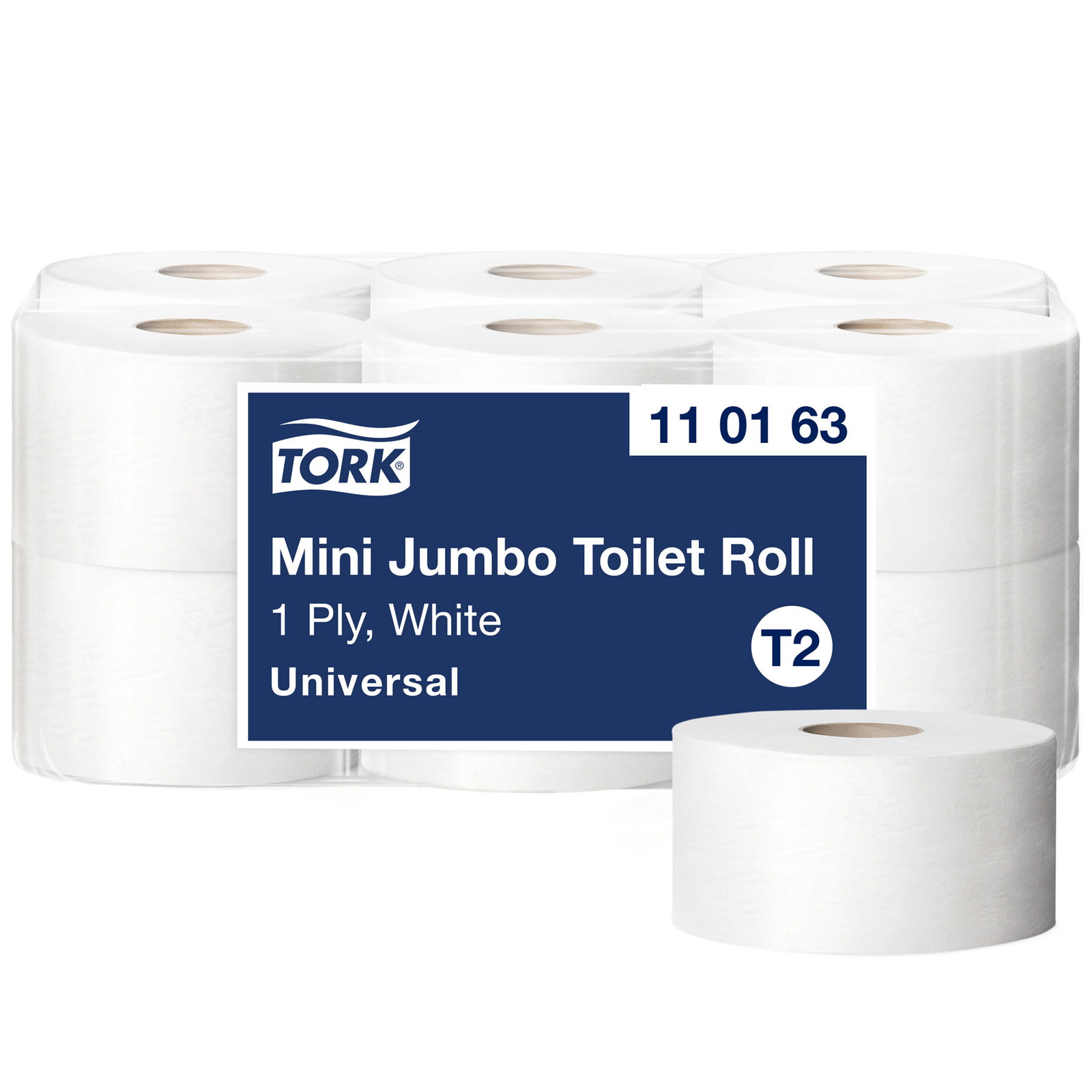 Tork 110163 Advanced T2 Mini Jumbo 1lags toiletpapir 12 ruller