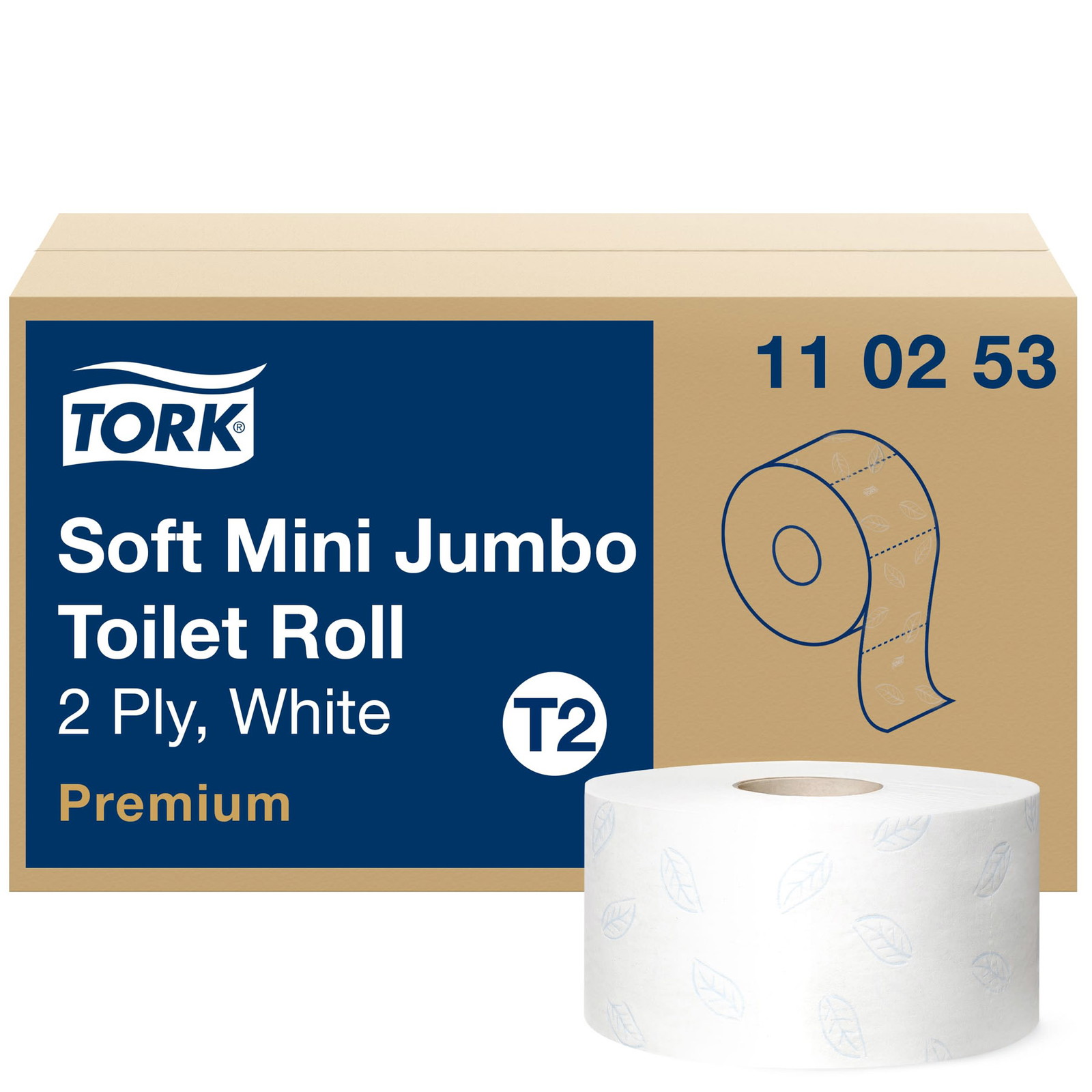 Tork 110253 Premium T2 Jumbo Mini 2lags toiletpapir 12 ruller