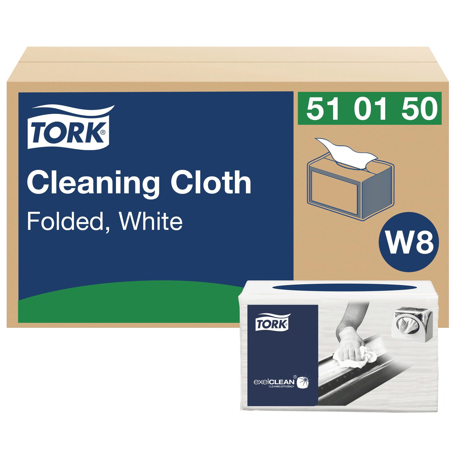 Tork 510150 aftÃ¯Â¿Â½rringsklud W8 hvid 55stk