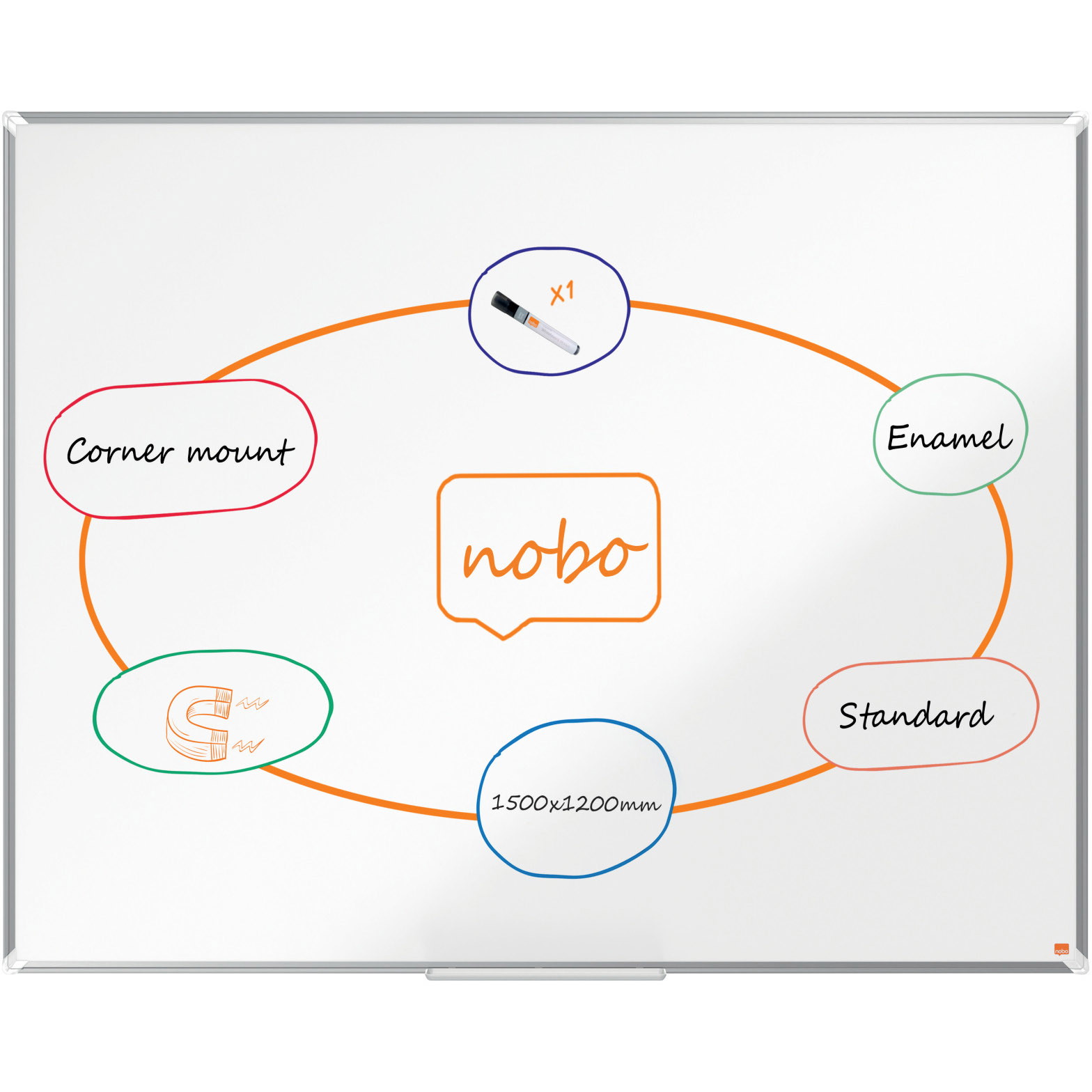 Nobo Premium Plus emaljeret whiteboard 150x120cm hvid