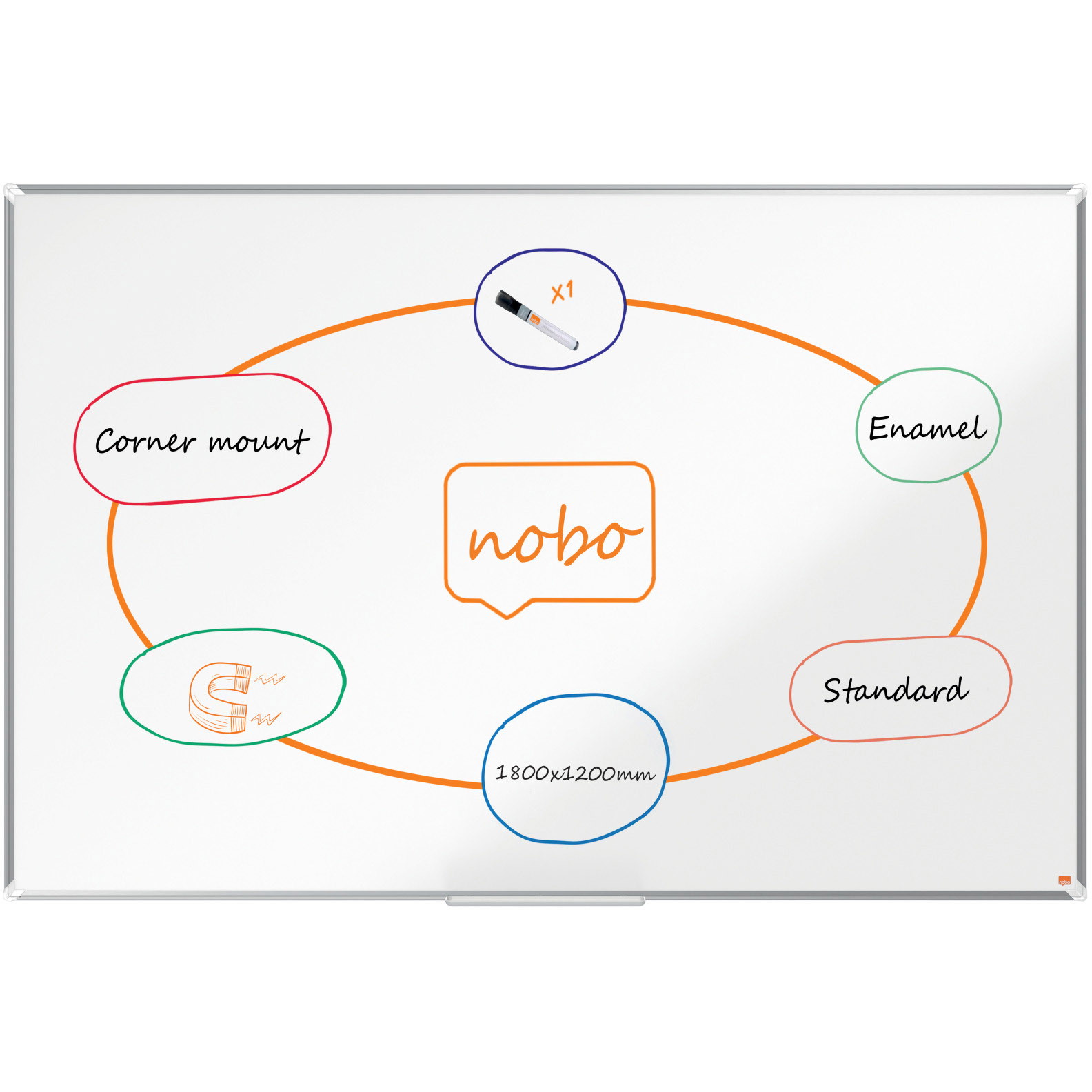 Nobo Premium Plus emaljeret whiteboard 180x120cm hvid