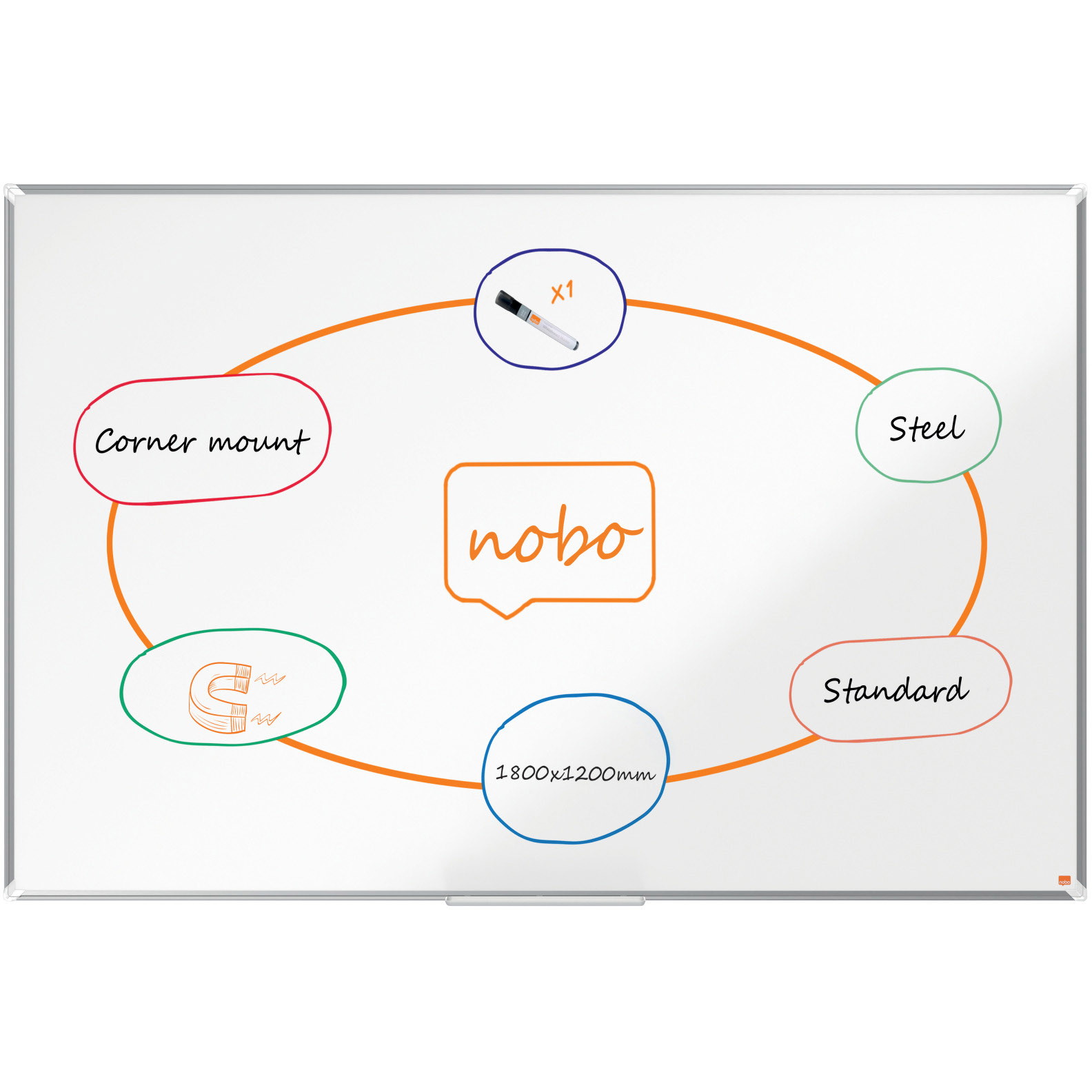 Nobo Premium Plus stÃ¥l whiteboard 180x120cm hvid