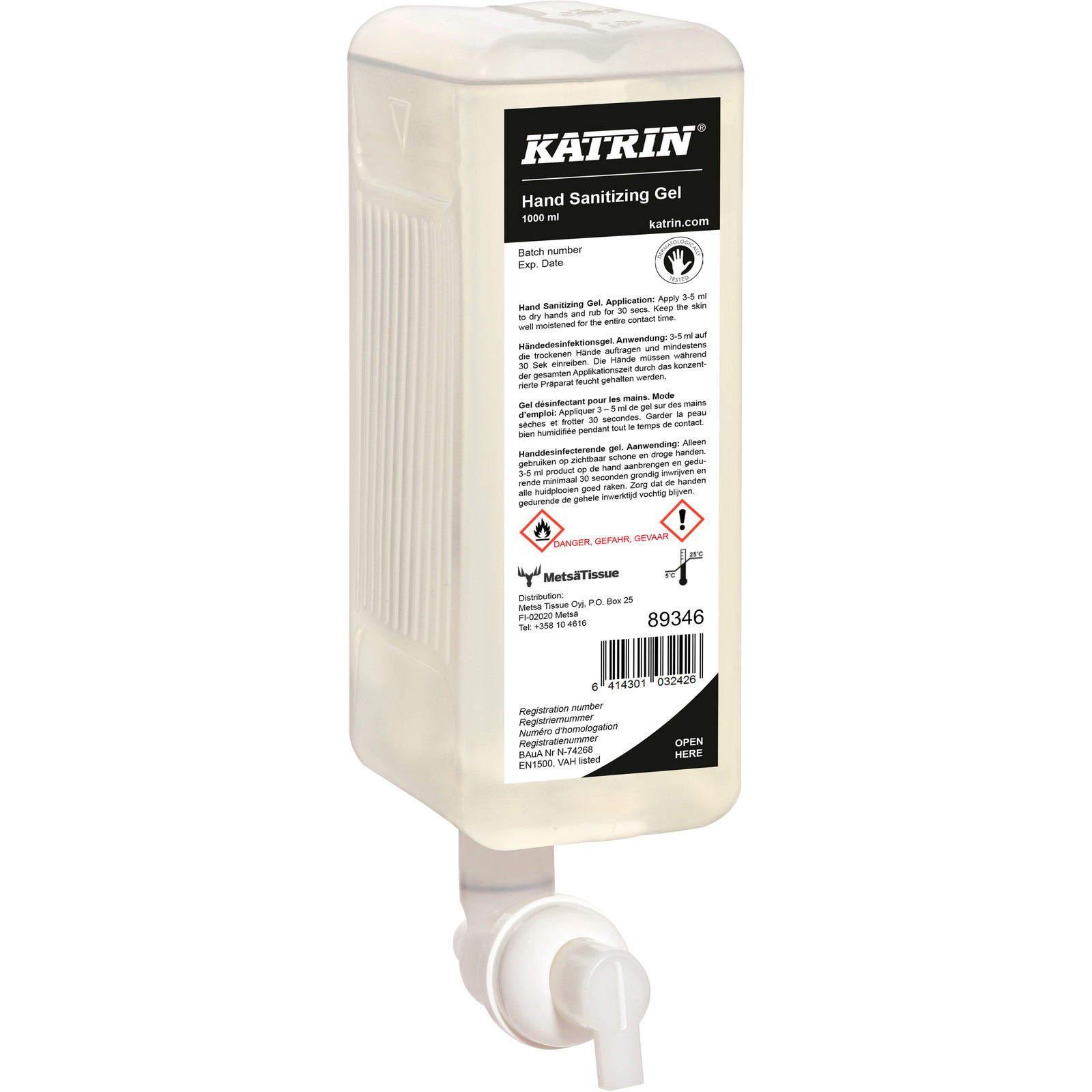 Katrin hÃ¥nddesinfektion gel 80,8% alkohol 6x1L 89346