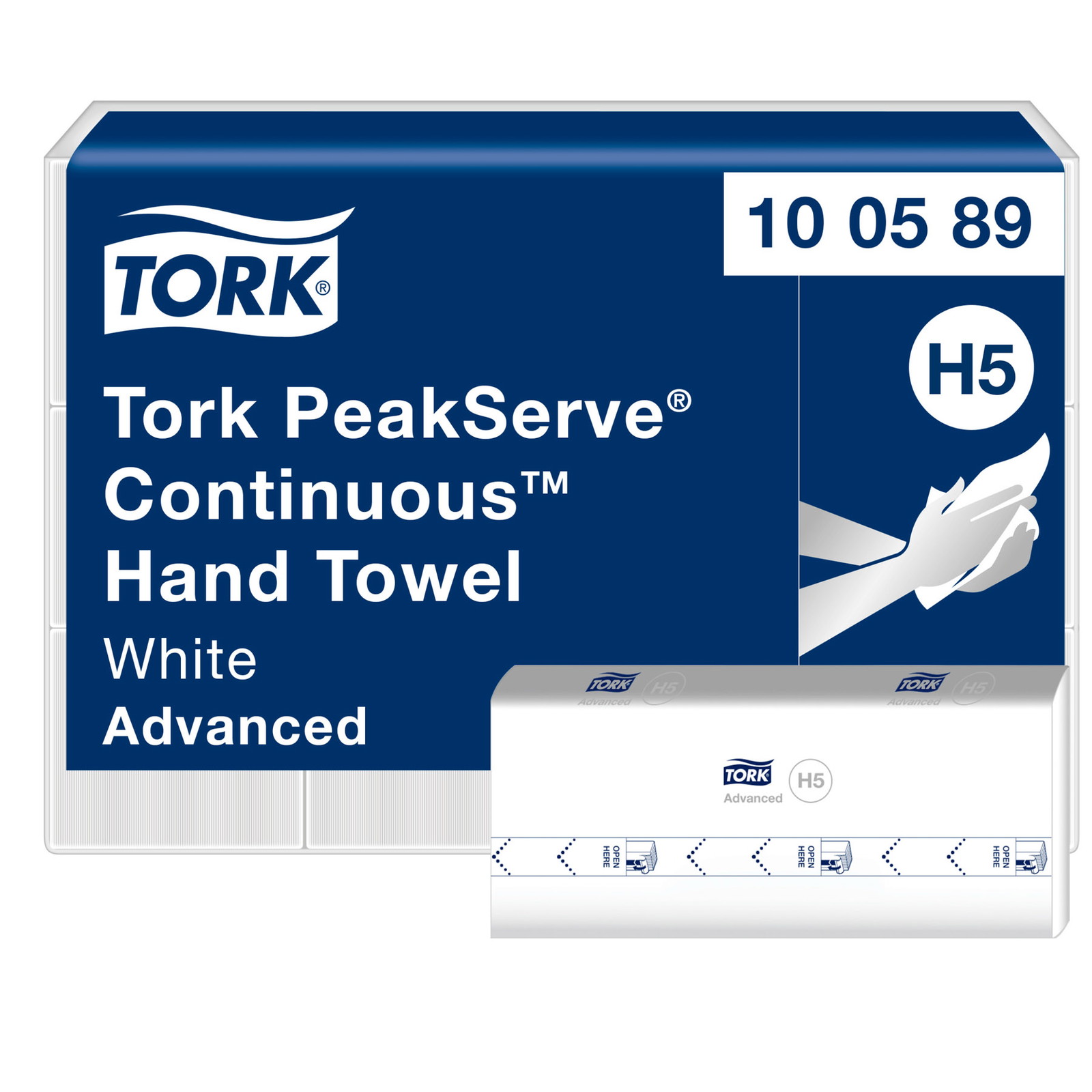 Tork 100589 PeakServe Continuous hÃ¥ndklÃ¦deark H5 hvid 3240ark