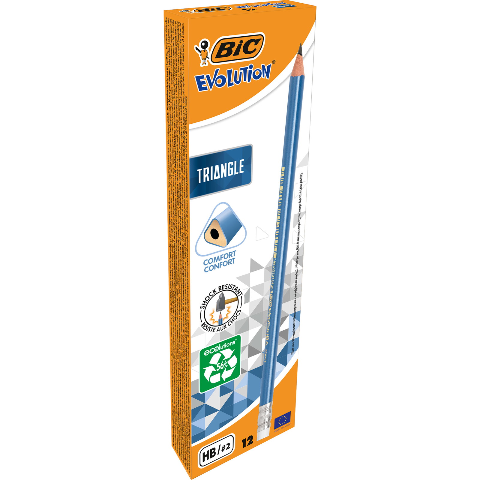 BIC Evolution blyanter m/viskelÃ¦der HB blÃ¥ 12stk