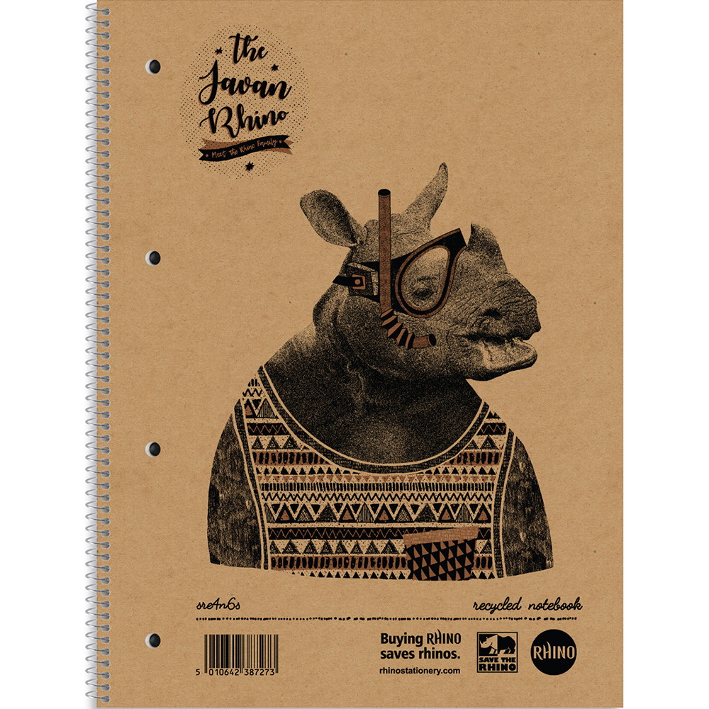 Rhino Recycled kollegieblokke 70g A4 kvadretet 4 huller