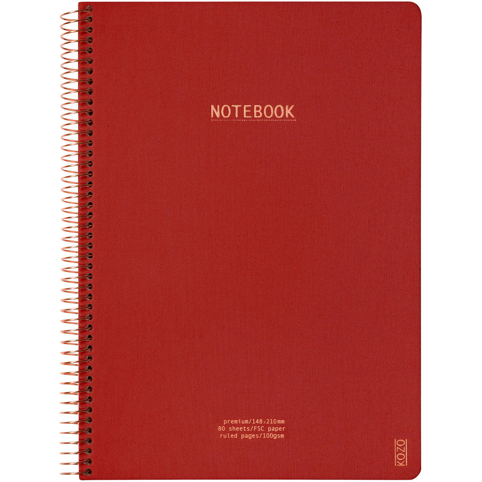 Kozo Premium notesbog 100g A5 linjeret rød