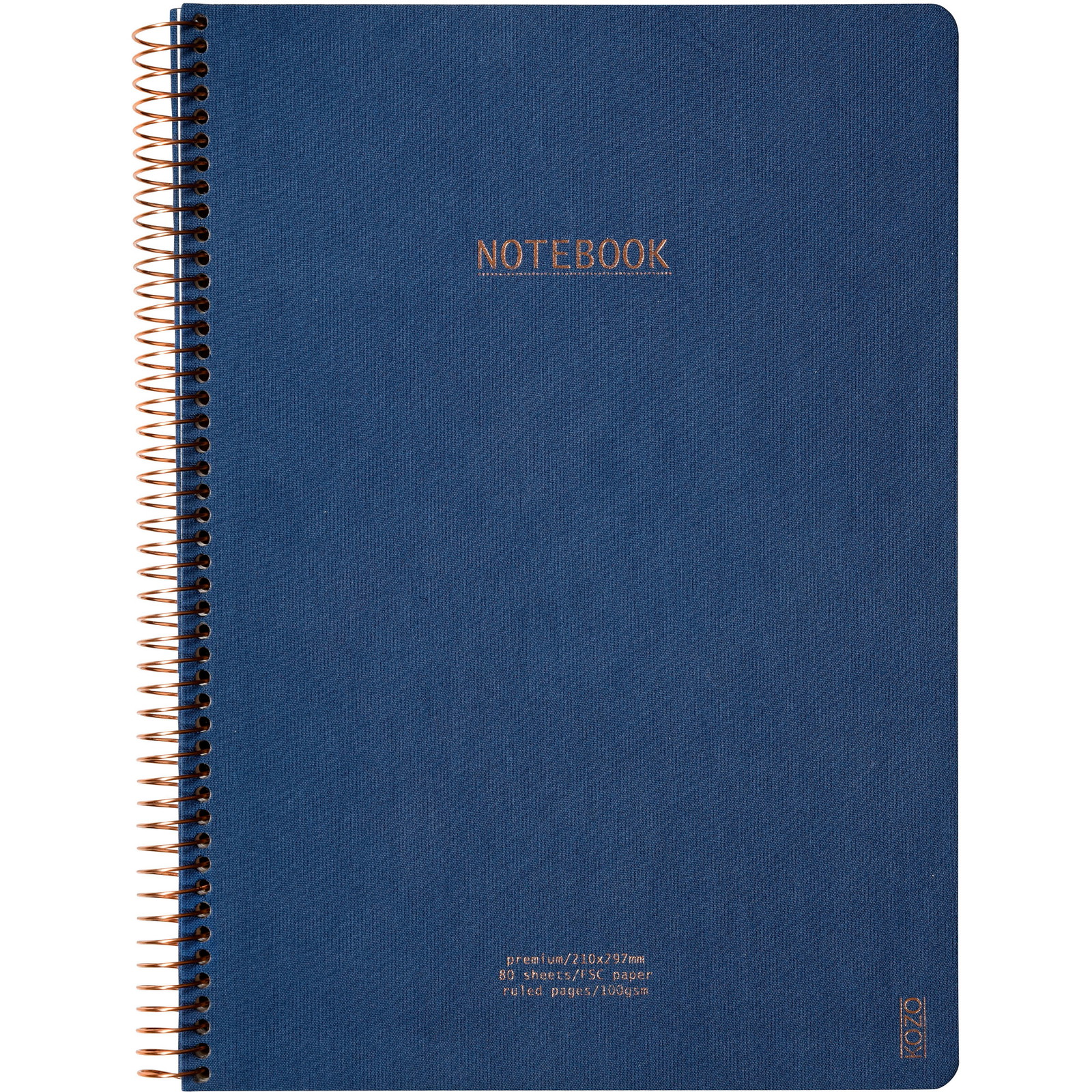Kozo Premium notesbog 100g A6 linjeret mørkeblå