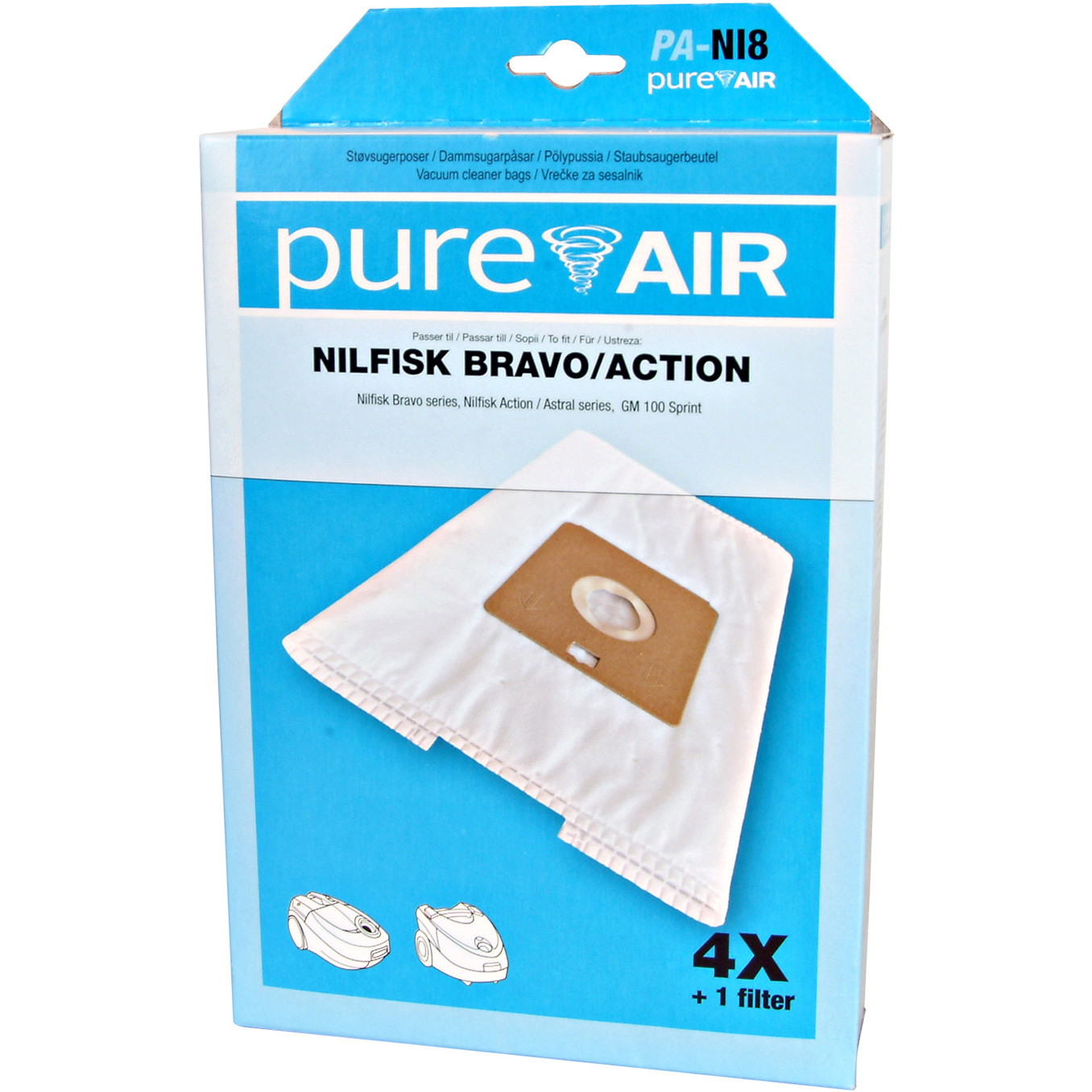 PureAir stÃ¸vsugerposer t/Nilfisk Bravo/Action+/Sprint