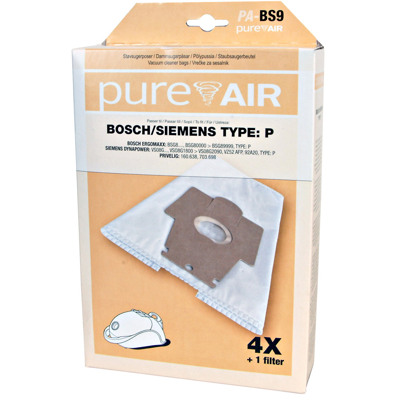 PureAir BS9 stÃ¸vsugerposer t/Siemens Ergomaxx/Dynapower