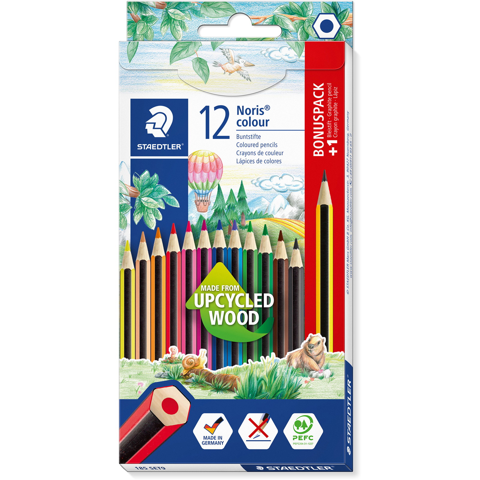 Staedtler Noris 185 farveblyanter og grafitblyant 12+1stk