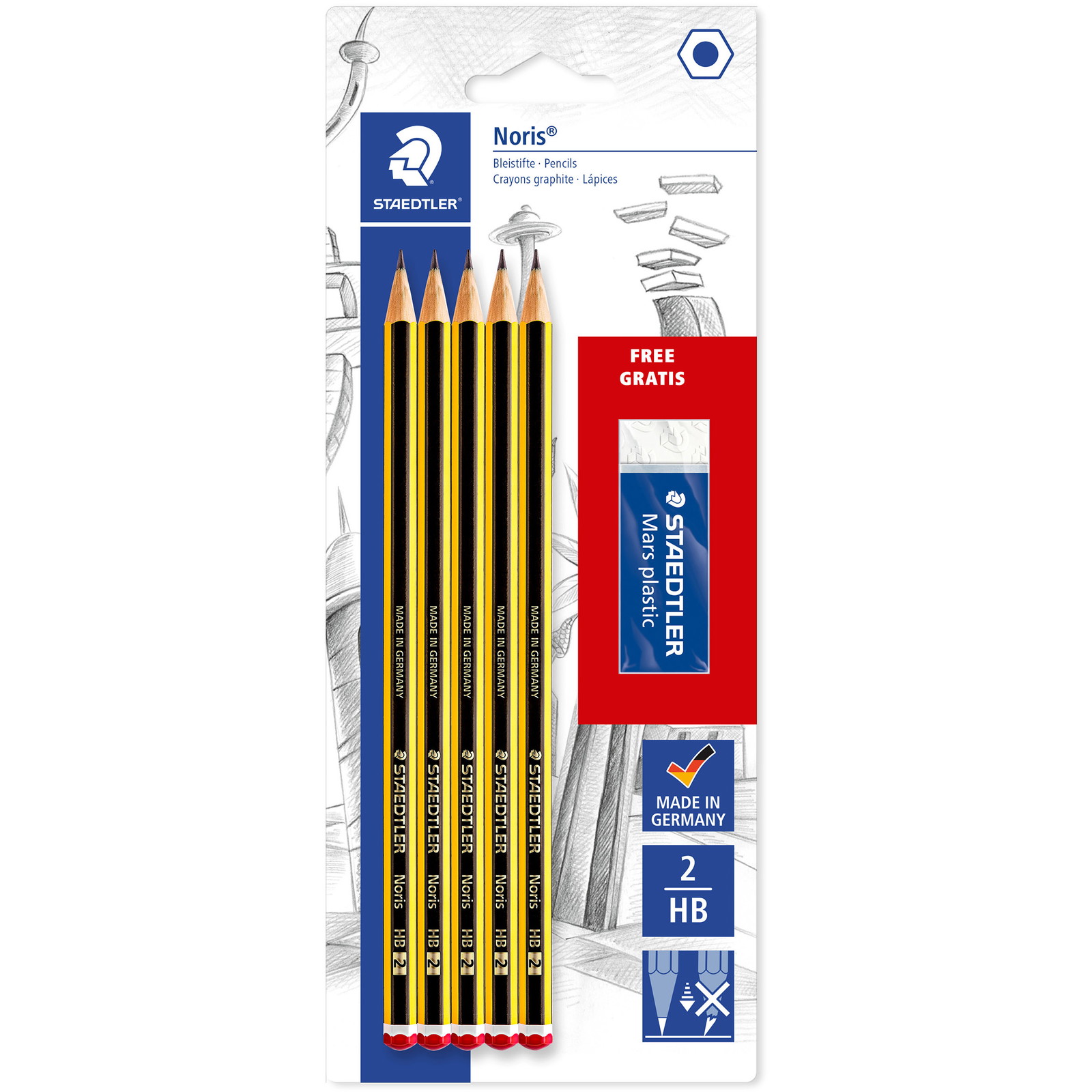 Staedtler Noris 120 HB grafitblyanter + viskelÃ¦der