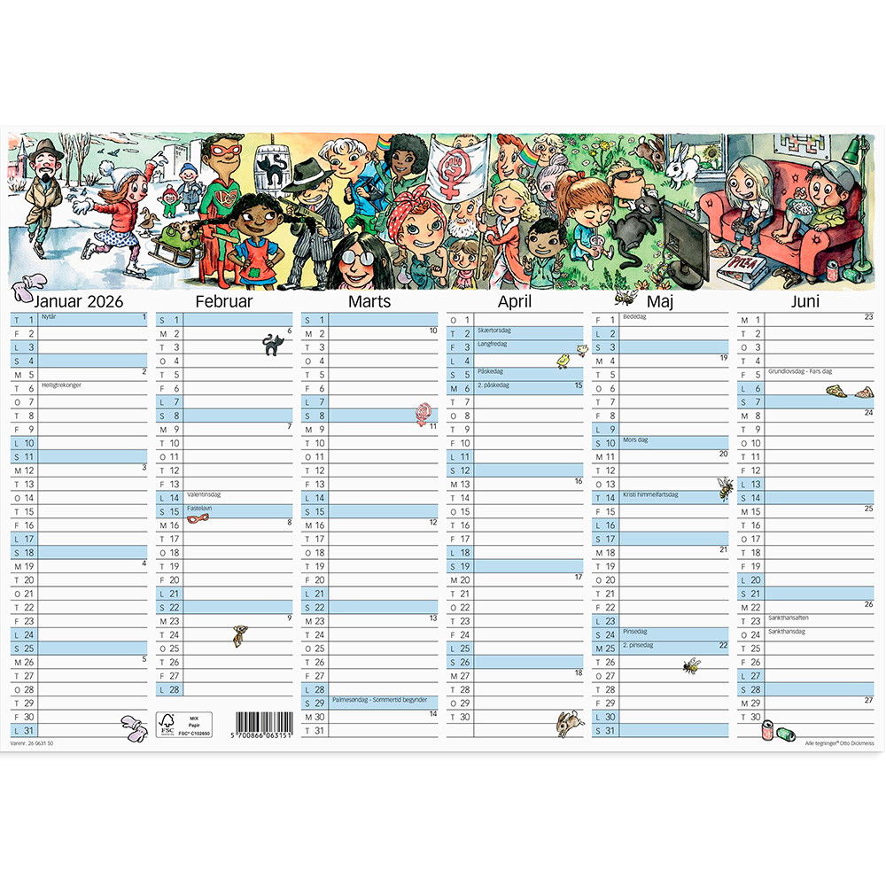 Mayland 2026 26063150 Dickmeiss vægkalender A3 29,6x42cm