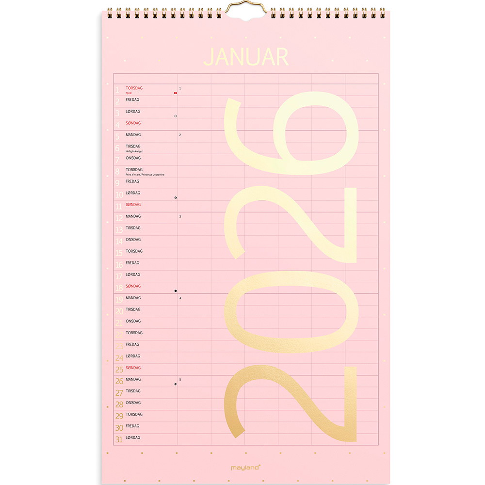 Mayland 2026 26066130 6 kolonner Color vægkalender 25x41,5cm