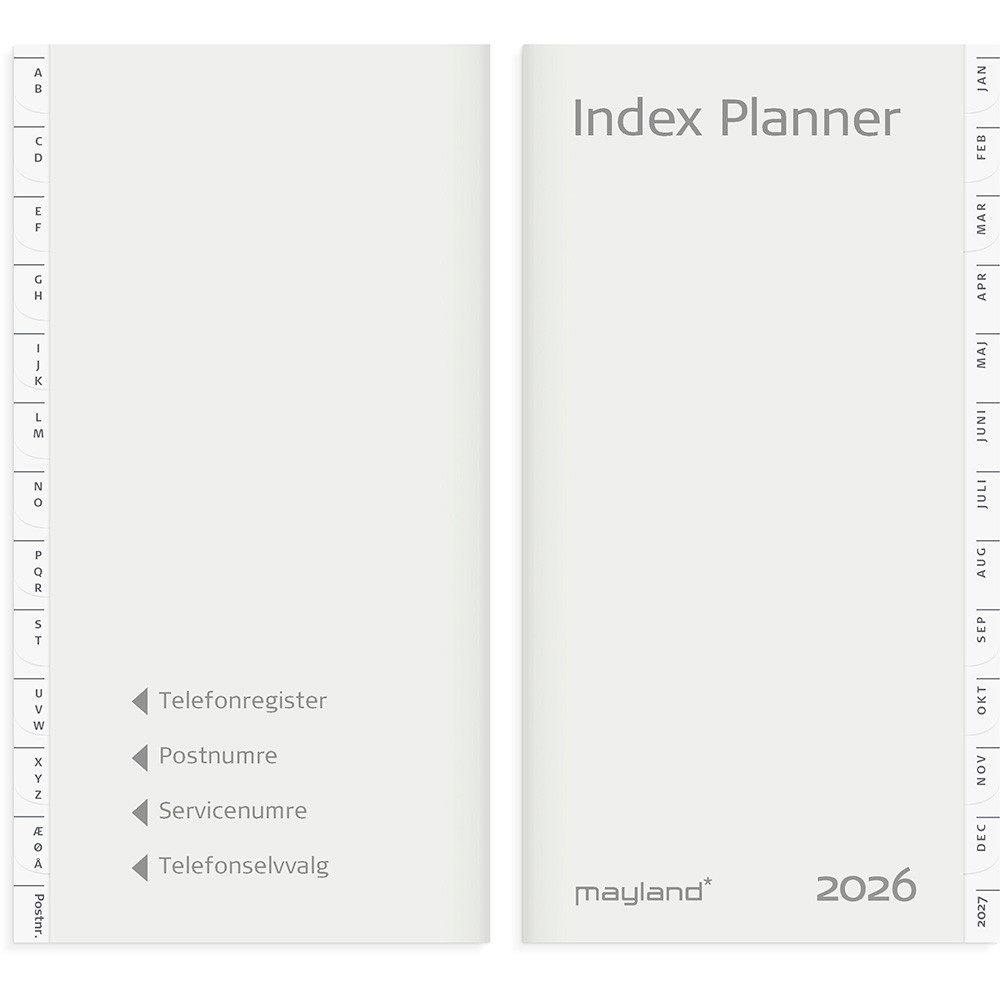 Mayland 2026 26095100 indexkalender refill 16,8x8,8cm hvid