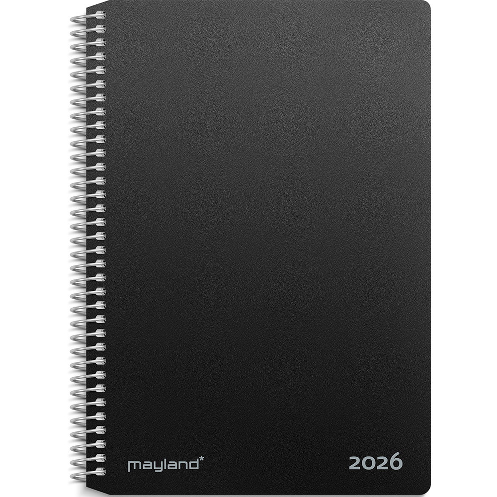 Mayland 2026 26205000 2-dages spiralkalender 17,5x13cm sort