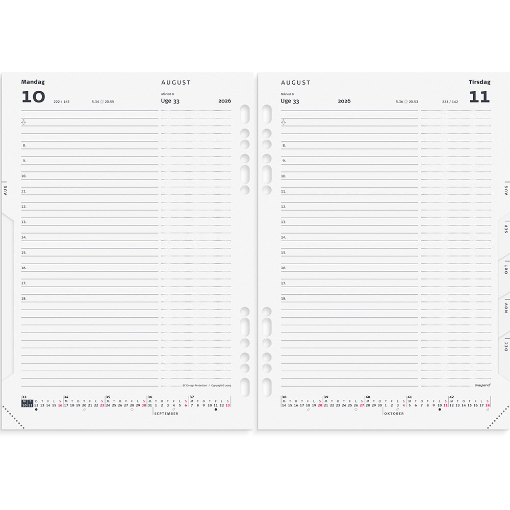 Mayland 2026 26305000 systemkalender refill A5 hvid