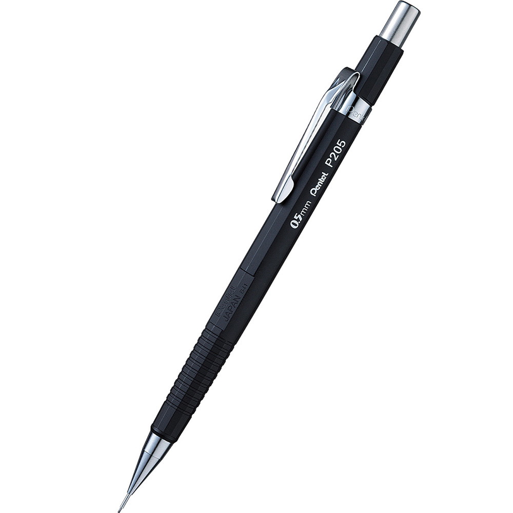 12 x Pentel P205 pencil 0,5mm sort