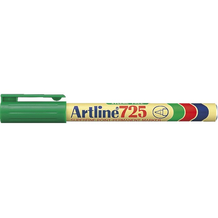 Artline 725 marker med smal 0,4 mm spids i farven grøn