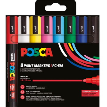Uni Posca 5M paintmarkere 2,5mm  8 farver