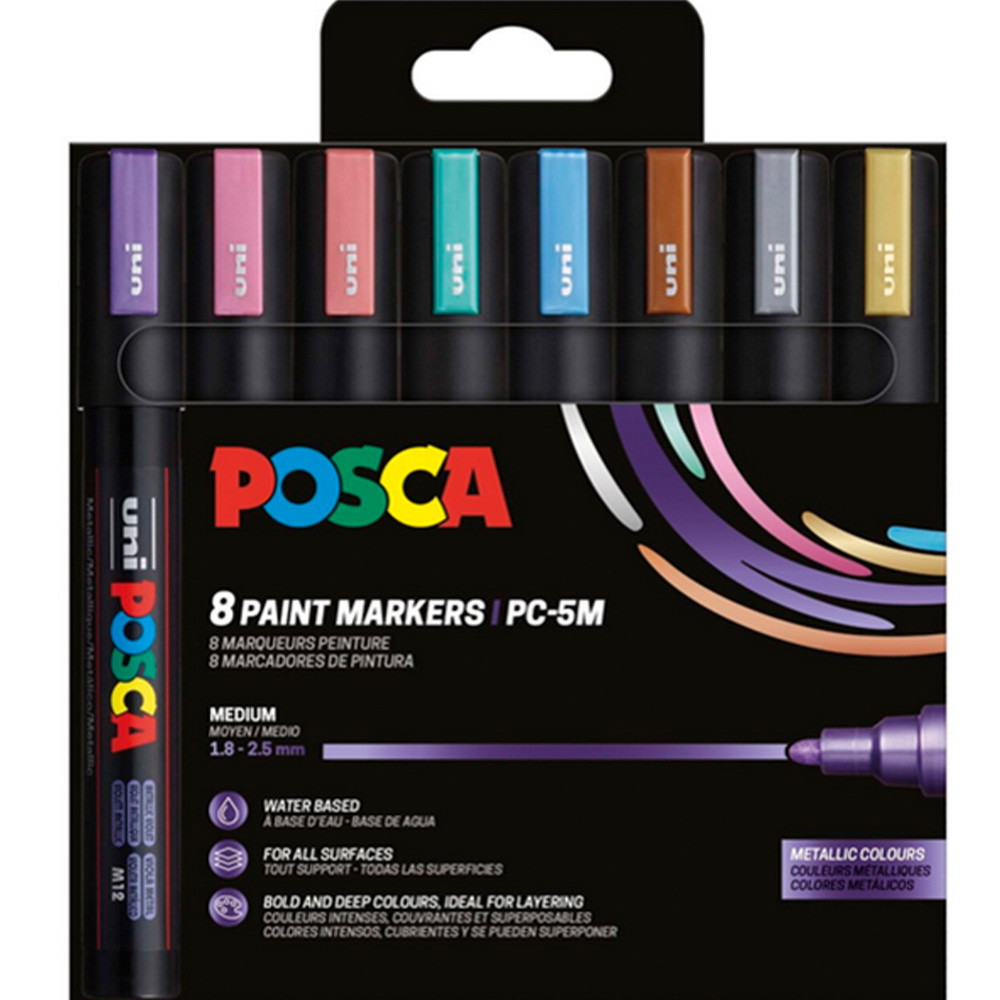 Uni Posca 5M paintmarkere 2,5mm 8 farver