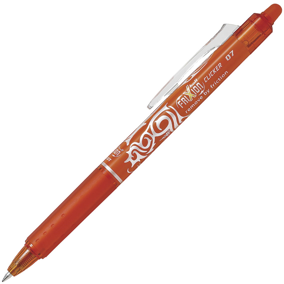 Pilot Frixion Click pen med 0,7 mm spids i farven orange
