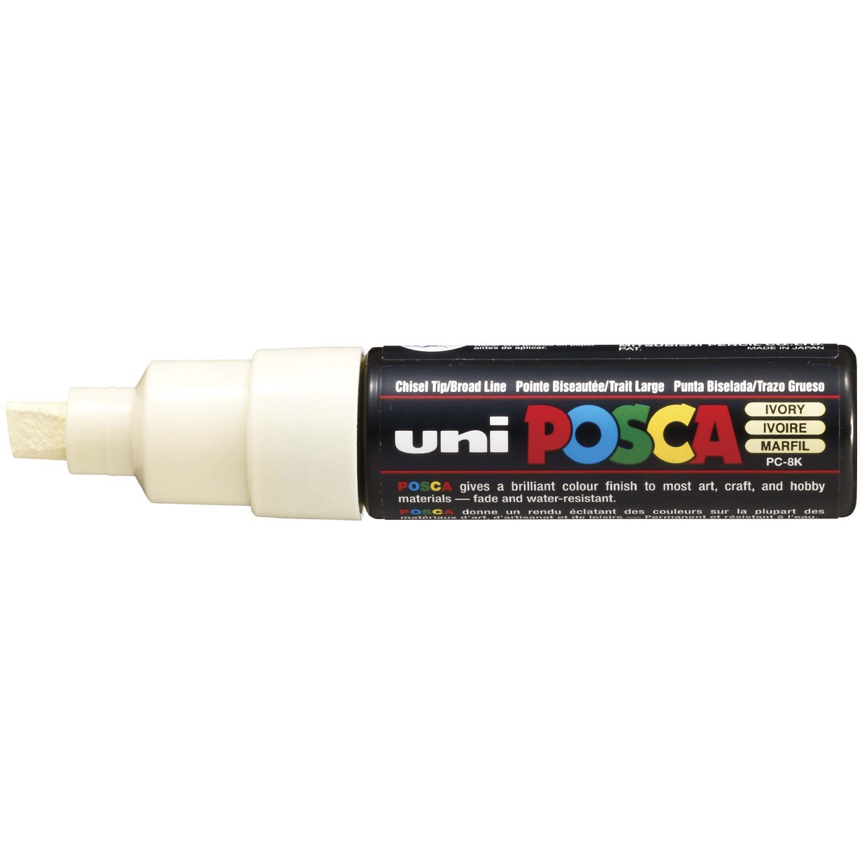 Uni Posca 8K paintmarker med skrå 8 mm spids i farven elfenben