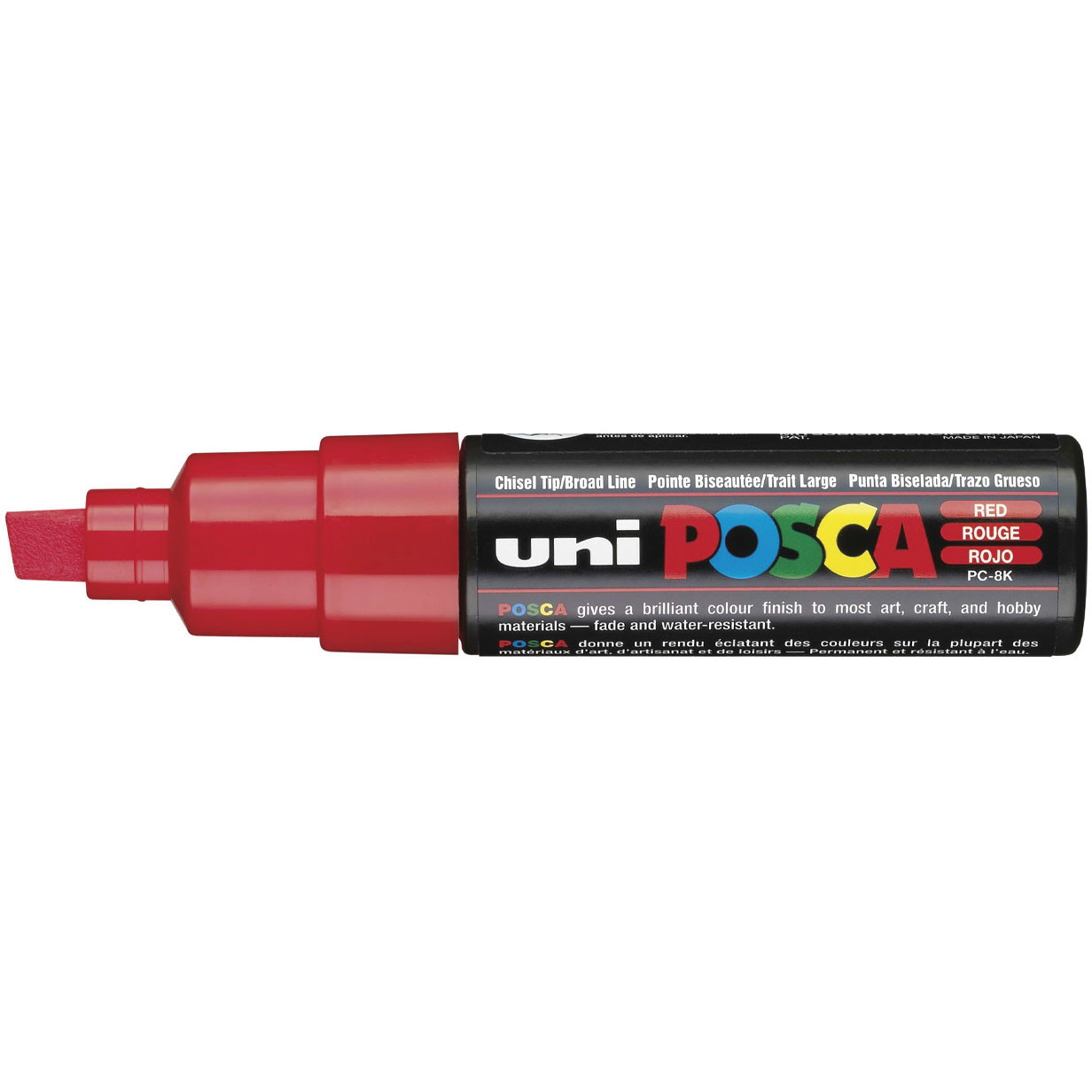 Uni Posca 8K paintmarker med skrå 8 mm spids i farven rød