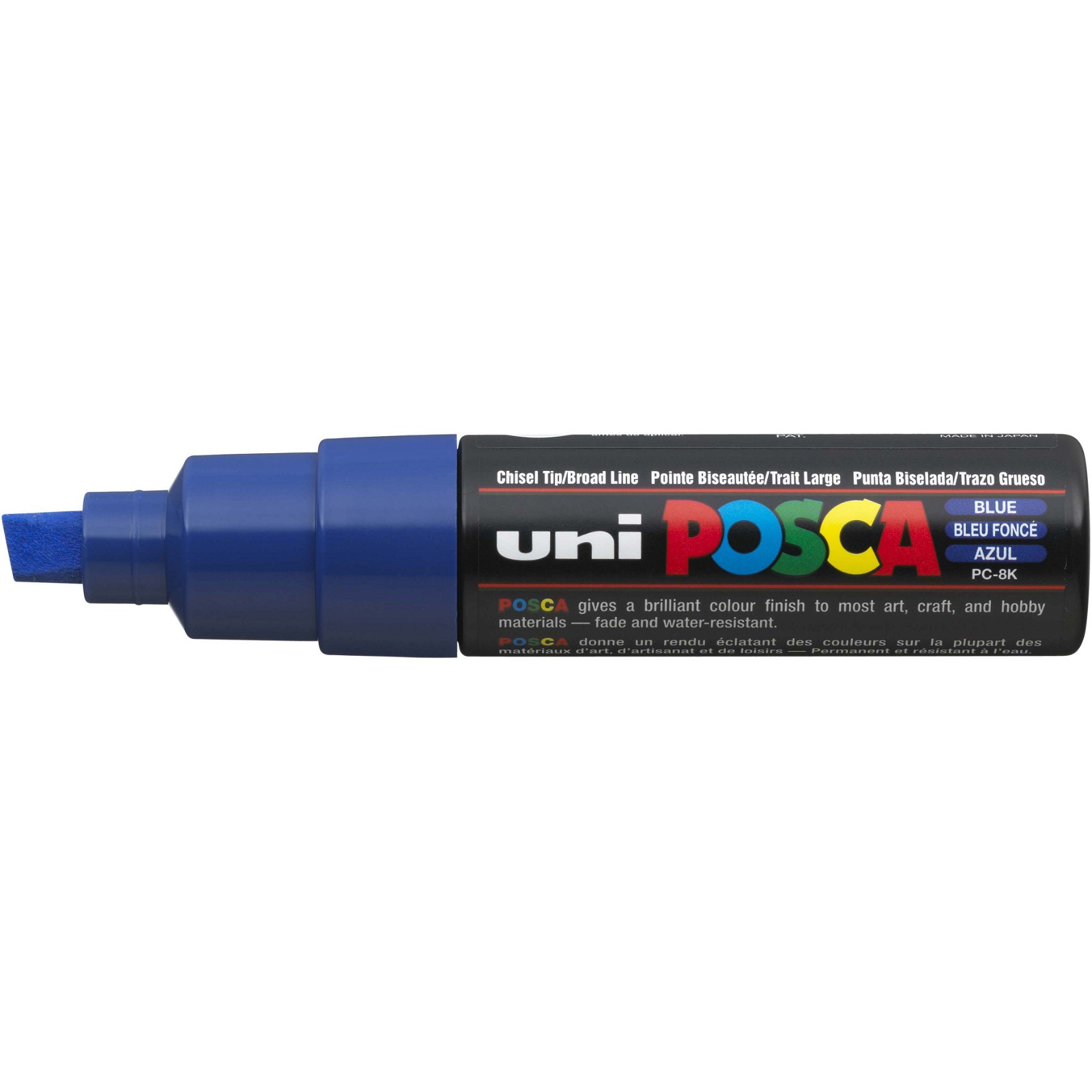 Uni Posca 8K paintmarker med skrå 8 mm spids i farven mørkeblå