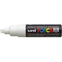 Uni Posca 8K paintmarker med skrå 8 mm spids i farven hvid