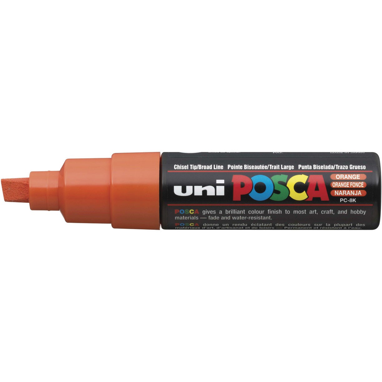 Uni Posca 8K paintmarker med skrå 8 mm spids i farven orange